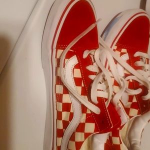 Women Red Checkered Vans